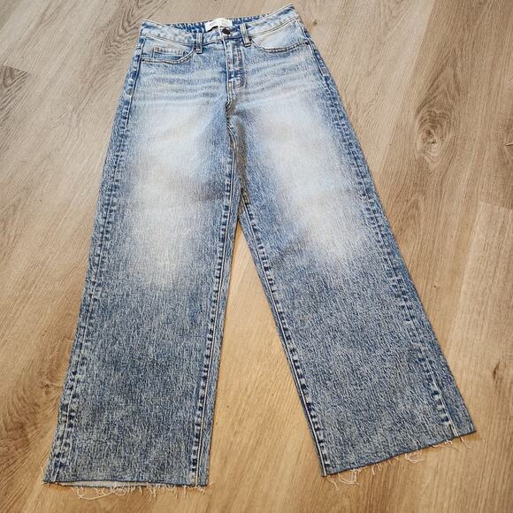 BKE Denim - BKE Billie Slim Fit High Rise Cropped Wide Leg Raw Hem Jeans Womens 26 X 27